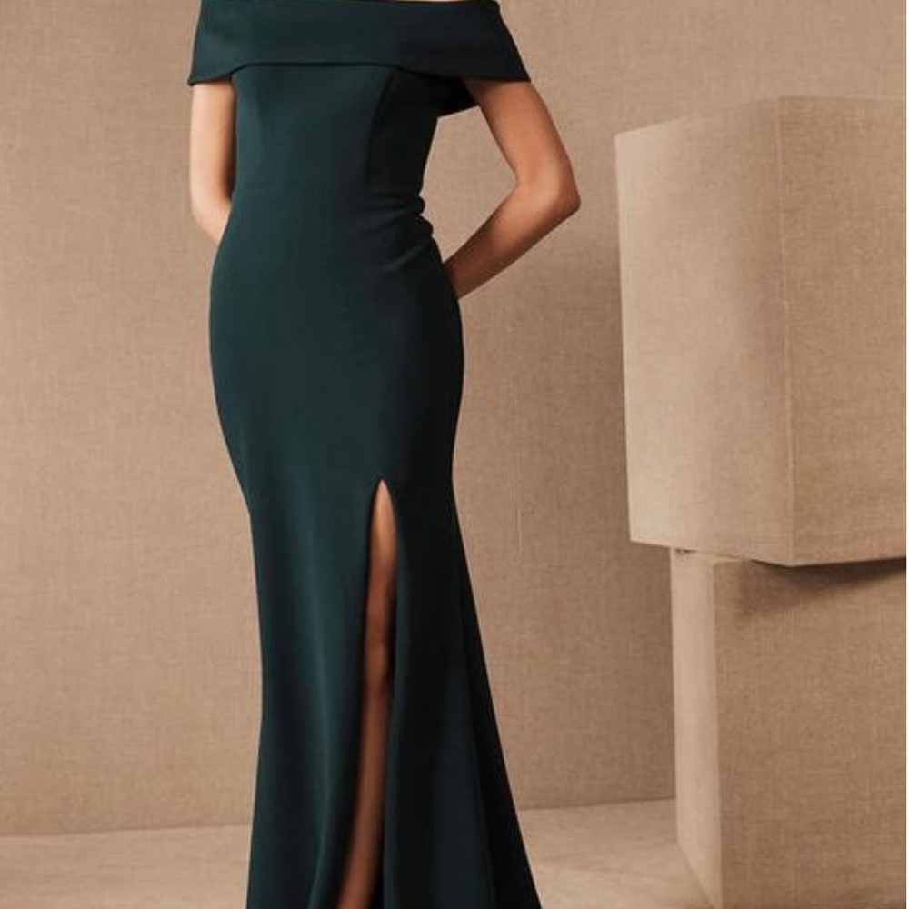 Anthropologie BHLDN delice dress size 4 off the shoulder dark green